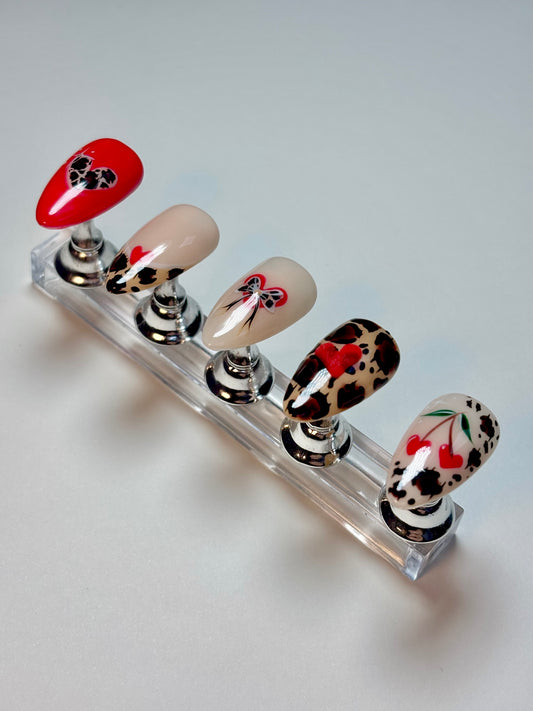 Leopard print, but make it Valentine’s Nails Art Tutorial